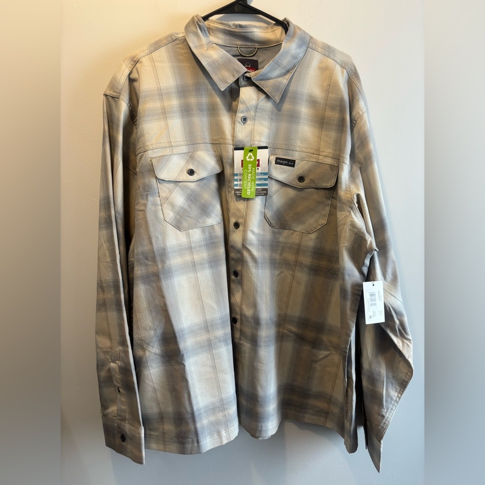 Wrangler Outdoor Beige Plaid Shirt NWT size 2XL